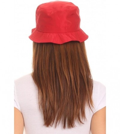 Rain Hats Unisex Packable Rain Hat Lightweight Year Round Use - 2 Sizes for Best Fit - Red Bucket - CU12HZ1365T