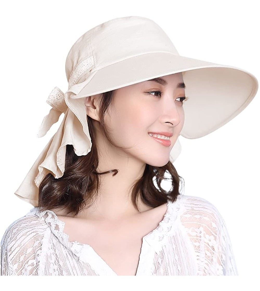 Sun Hats UV Protection Sun Hats Packable Summer Hat Women w/Ponytail Chin Strap 55-61CM - 99001_beige - CJ18DQSSEK0