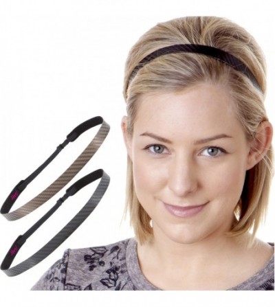 Headbands Women's Adjustable NO Slip Skinny Tech Sport Headband Multi Packs - Black & Brown 2pk - CQ11OI1FQHB