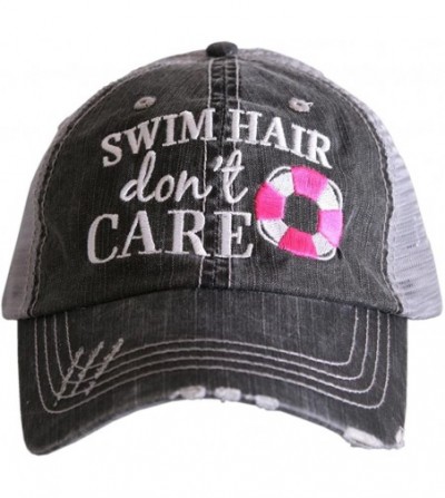 Baseball Caps Swim Hair Don't Care Women's Baseball Hats Caps - Pink - CX180NG7S89