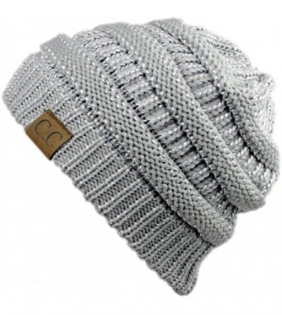 Skullies & Beanies Knit Soft Stretch Beanie Cap - Silver - C112MHFWKV9