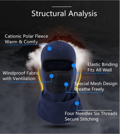 Skullies & Beanies Balaclave Fleece Windproof Ski Mask Face Mask Tactical Hood Neck Warmer - Cationic Fleece-navy - CB189YS0I0I