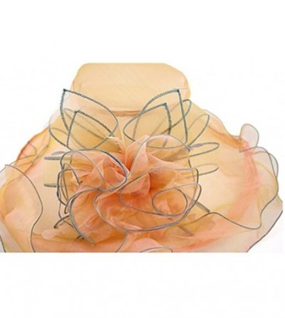 Sun Hats Church Derby Hat Gold Hats for Fascinator Bridal Wedding Dress Hat - Pink Orange - CL18EXORXWU