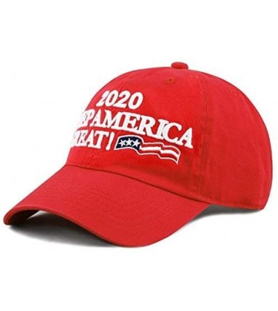 Baseball Caps Trump 2020 President Keep America Great Flag Cotton 3D Cap - Unstructured-red - C412MGABSML