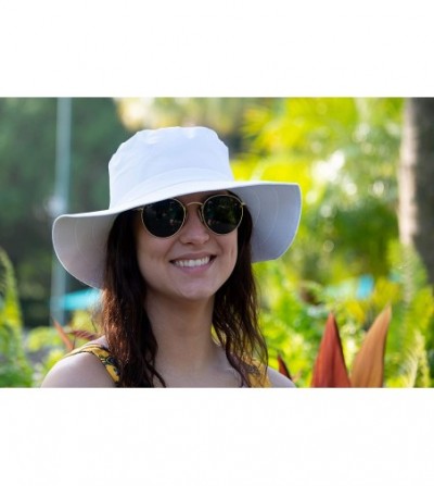 Bucket Hats Funky Bucket Women's- Kids & Men's Hat with UPF 50 UV Protection. Boonie Style Sun Hat - White Large - CU1880MQKAU