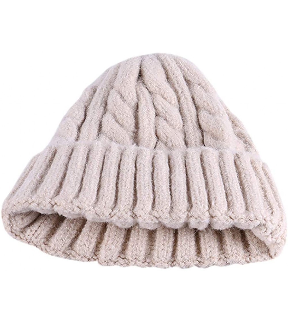 Skullies & Beanies Womens Winter Knitted Hat - Beige - CM18LZT36AM