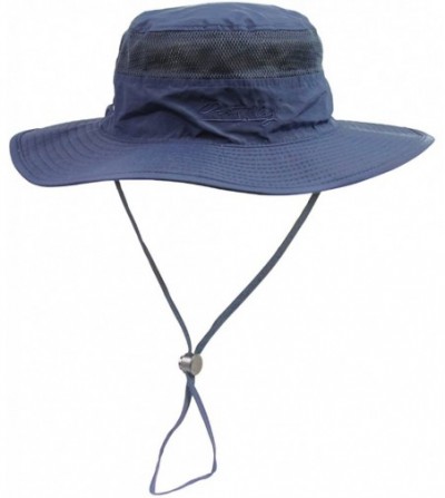 Sun Hats Outdoor Mesh Sun Hat Wide Brim Sun Protection Hat Fishing Hiking Hat - 1-dark Blue - CM12EQGGC6B