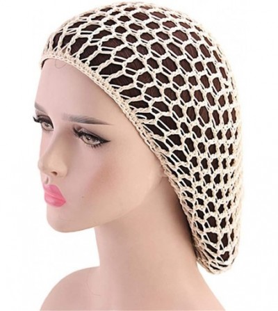 Skullies & Beanies Women Soft Rayon Snood Hat Hair Net Crocheted Hair Net Cap Mix Colors Dropshipping - Fw-12-beige - CY18RYW...
