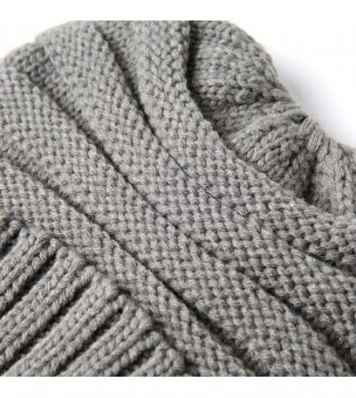 Skullies & Beanies Unisex Men Women High Bun Ponytail Baggy Warm Crochet Wool Knit Ski Hat Skull Beanie Caps - Gray-1 - C818L...