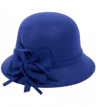 Berets Womens Gatsby 1920s Winter Wool Cap Beret Beanie Cloche Bucket Hat - Blue - CQ18Y2ZX3ZT