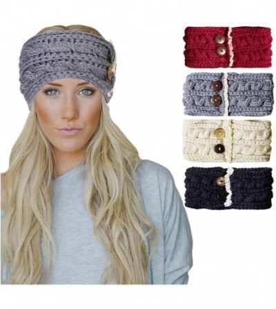 Cold Weather Headbands 4 Pcs Warm Winter Headband for Women Cable Crochet Turban Ear Warmer Headband Gifts - 06-4 Pack Winter...