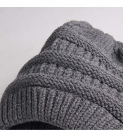Skullies & Beanies Winter Beanie for Women Fleece Lined Warm Knit Skull Slouch Beanie Hat - 20-flowergrey - CM18UKSUOWL
