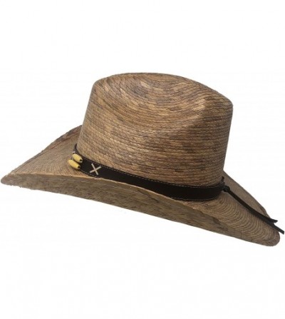 Cowboy Hats Cocoa Tan Braided Cattleman Straw Cowboy Hat with Silver Concho Band - C718U5UZ8XU