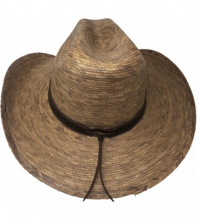 Cowboy Hats Cocoa Tan Braided Cattleman Straw Cowboy Hat with Silver Concho Band - C718U5UZ8XU