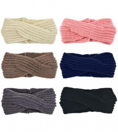 Headbands 6 Pack Crochet Turban Headband for Women Warm Bulky Crocheted Headwrap - Zr 6 Pack Crochet B - CF18LNAOAZO