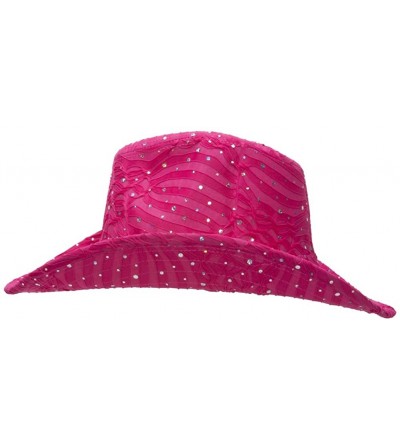 Cowboy Hats Glitter Sequin Trim Cowboy Hat - Hot Pink - C111TBC33FT