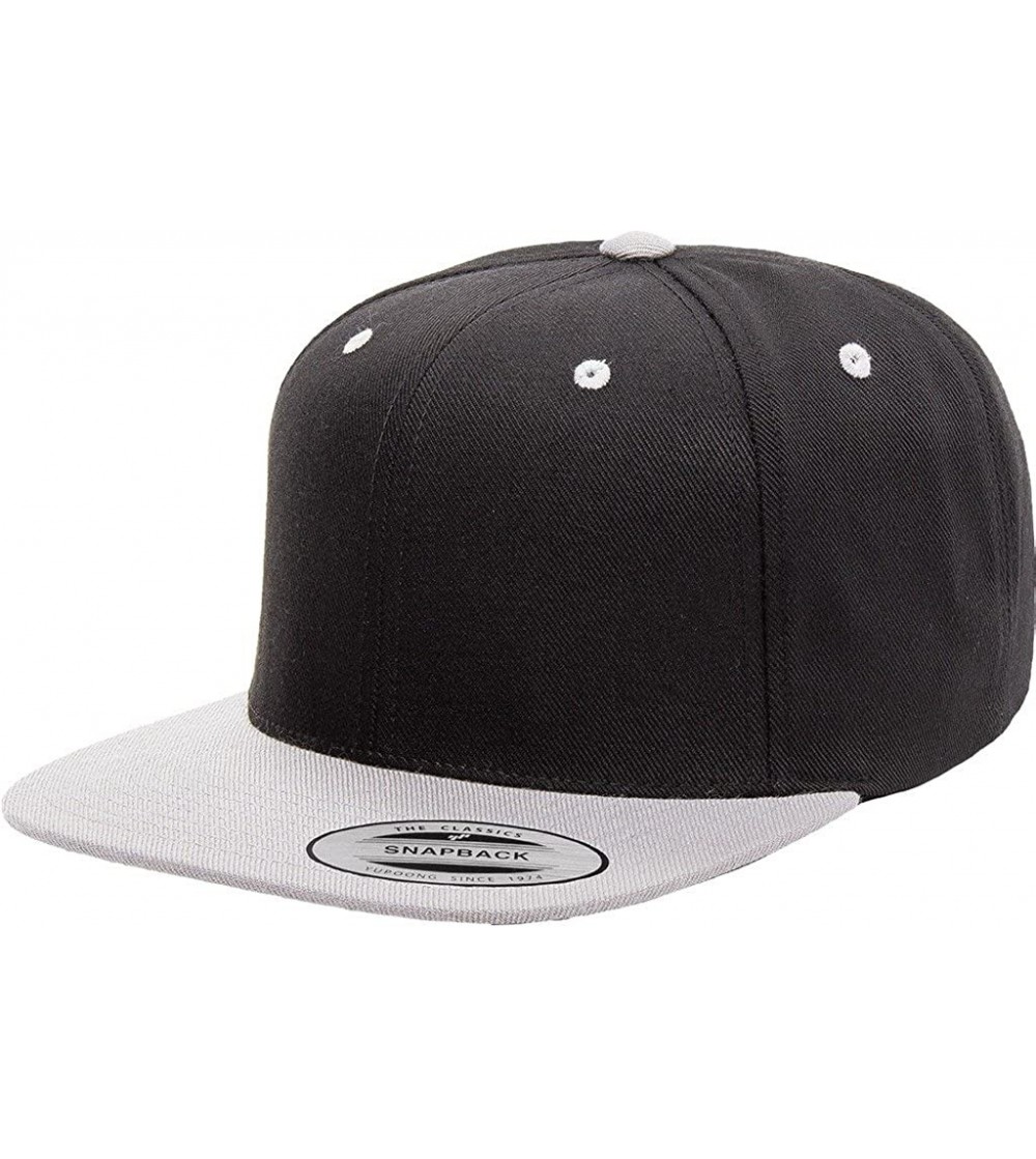 Baseball Caps Classic Wool Snapback with Green Undervisor Yupoong 6089 M/T - Black/Silver - CE12LC2K2HH