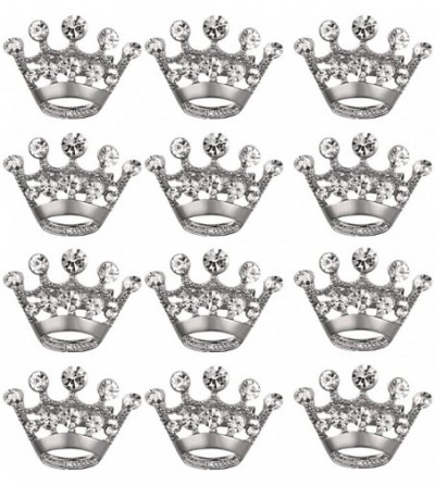 Headbands 12pcs Tiara Crown Brooch Pin Wedding Party Pageant Brooch - Silver - CG12KA3RUEV
