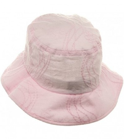 Bucket Hats Ladies Embroidered Cotton Fashion Bucket Hat - Pink - CZ18GYZ9W5D
