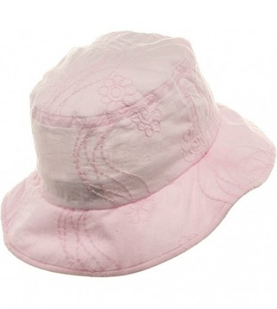 Bucket Hats Ladies Embroidered Cotton Fashion Bucket Hat - Pink - CZ18GYZ9W5D