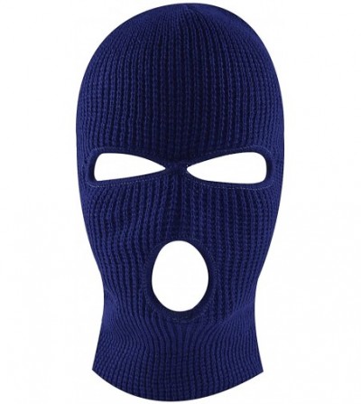 Balaclavas Knit Sew Acrylic Outdoor Full Face Cover Thermal Ski Mask One Size Fits Most - Navy Blue - CE12LZKOWEF