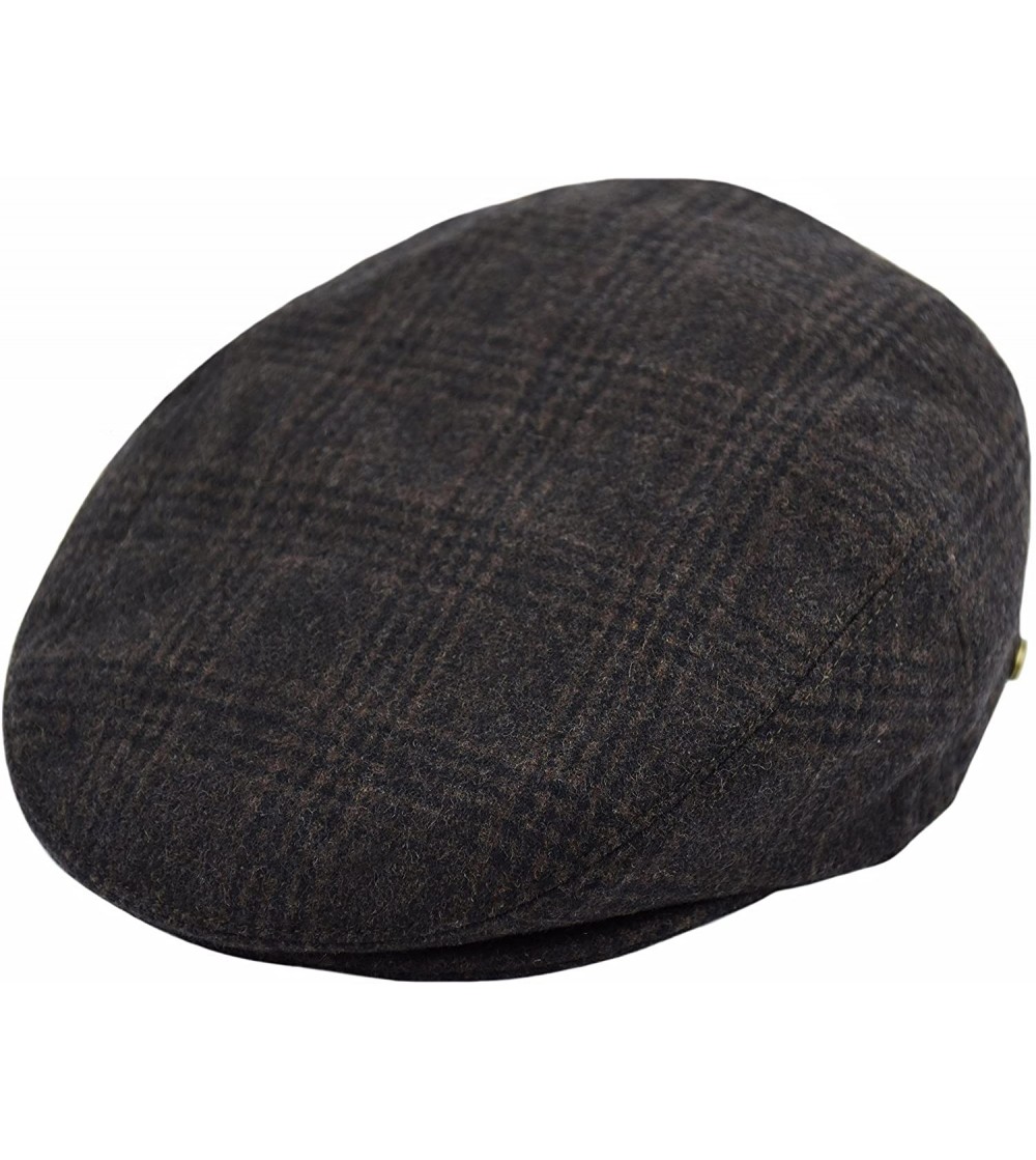 Newsboy Caps Classic Men's Flat Hat Wool Newsboy Herringbone Tweed Driving Cap - Iv1930-brown - CA189YK7DHE