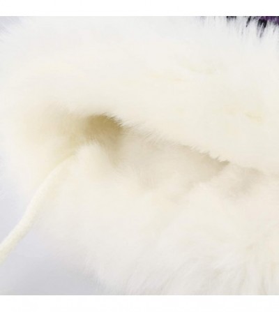 Skullies & Beanies Women Peruvian Faux Fur Knit Beanie Hat Warm Winter Fleece Lined Pompom Earflap Snow Ski Cap - Purple - CE...