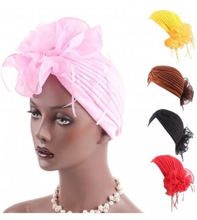 Skullies & Beanies Women's Strench Chemo Hat Beanie Flowers Wrap Cap Muslim Turban Headwear for Cancer - Coffee - CO18E8TKKRW