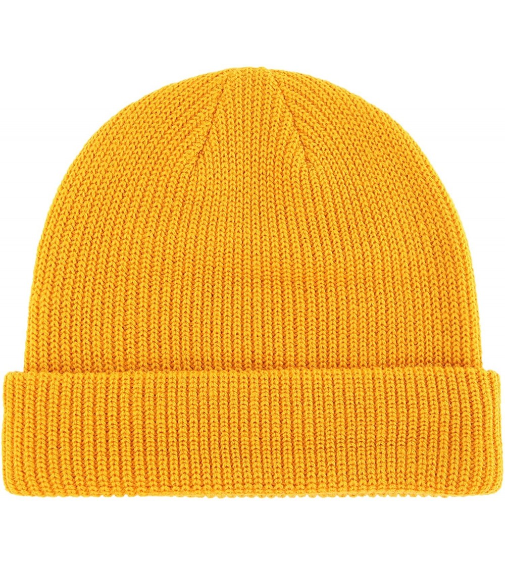 Skullies & Beanies Classic Men's Warm Winter Hats Acrylic Knit Cuff Beanie Cap Daily Beanie Hat - Gold - C8186YCI5XH
