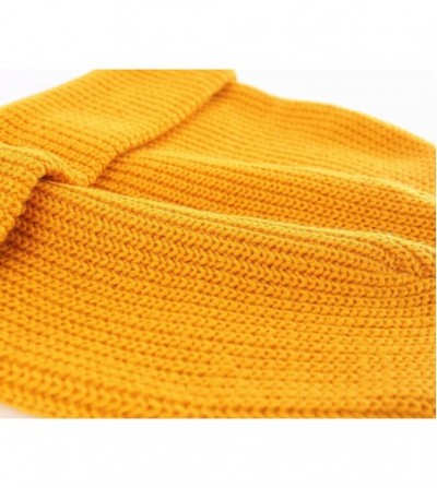 Skullies & Beanies Classic Men's Warm Winter Hats Acrylic Knit Cuff Beanie Cap Daily Beanie Hat - Gold - C8186YCI5XH