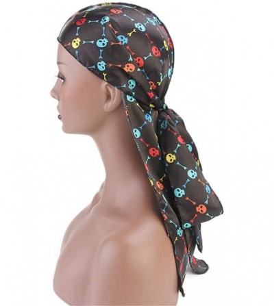 Skullies & Beanies Print Silky Durags Turban Silk Du Rag Waves Caps Headwear Do Doo Rag for Women Men - Tjm-05k-4 - CA197WGHGXK