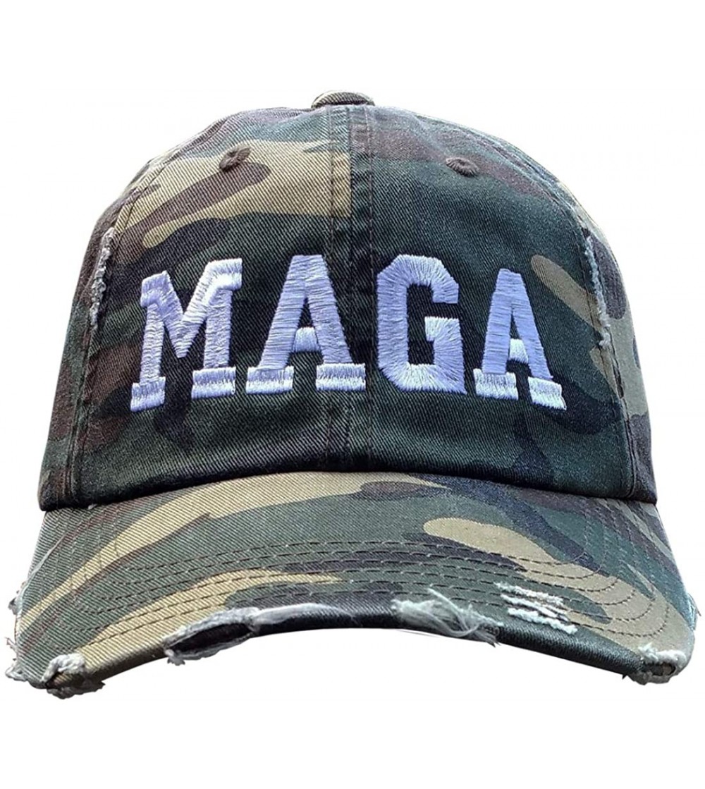 Baseball Caps MAGA Hat - Trump Cap - Camo Ripped Distressed-maga/White - CG18YQTU7DE