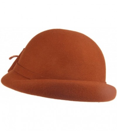 Bucket Hats Women's 100% Wool Church Dress Cloche Hat Plumy Felt Bucket Winter Hat - Yellow - CV186L5YRU2