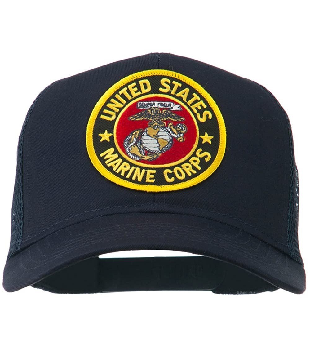 Baseball Caps Round US Marine Corps Patched Mesh Cap - Navy - C411RNPOCKB