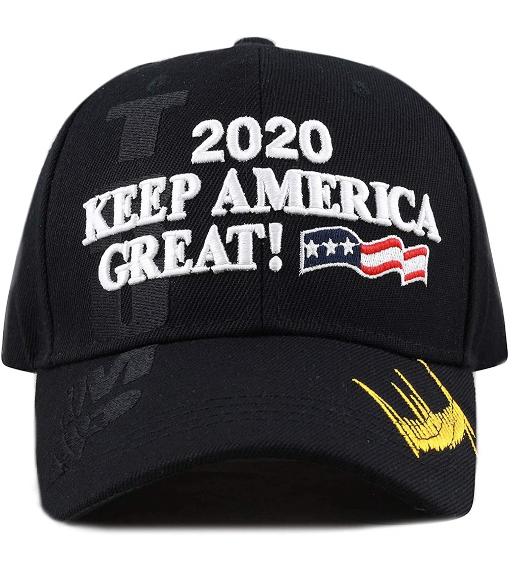 Baseball Caps Trump 2020 Keep America Great 3D Embroidery American Flag Baseball Cap - 011 Black - CQ18MGH20WU