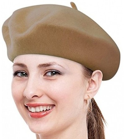 Berets Women Ladies Solid Painters Color Classic French Fashion Wool Bowler Beret Hat - Khaki - CC12O3AZ5SO