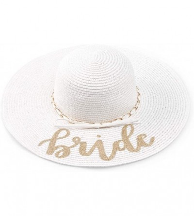 Sun Hats Bride Sun Hat - Bachelorette Beach Gift- Bridal Favor- Honeymoon- Wedding- Engagement White- Gold - CC192968AHO