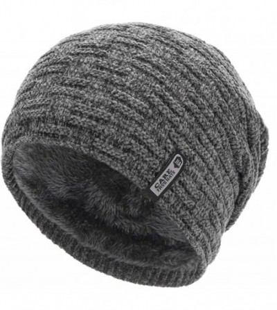 Skullies & Beanies Oversized Unisex Fleece Lined Slouchy Beanie Soft Thick Warm Winter Knitted Beanie Ski Hat - CQ18YHSUAO9