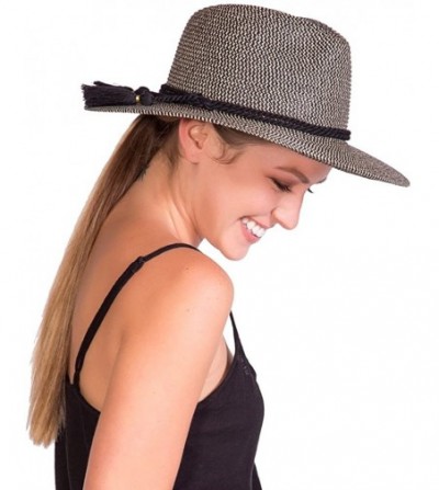 Sun Hats Women's Taylor Fedora Sunhat Packable- Breathable & UPF Rated - Black Tweed - CY18699X9KQ