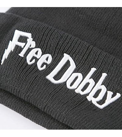 Skullies & Beanies Christmas Winter Warm Knit Beanie Embroidery Hat Winter Skully Letter Beanie Cap - Free Dobby - Black - C8...