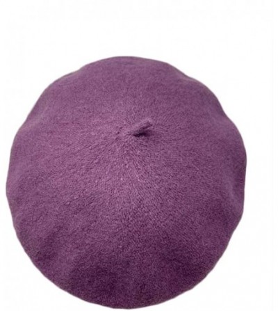 Berets French Casual Classic Solid Women Wool Beret Hat - Mauve - CH19429OWA2