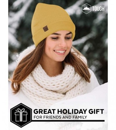 Skullies & Beanies Winter Beanie Knit Hats for Men & Women - Warm & Soft Toboggan Cap - Mustard - CX18HDMHRYD