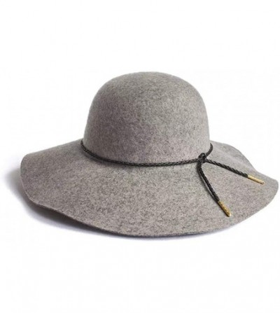 Fedoras Women's Wool Felt Floppy Hat Fedora Wide Brim Cloche Bowler Hat Foldable - Grey - CR192G9QLO3