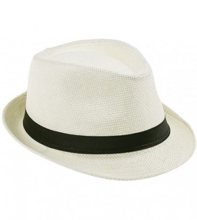 Sun Hats Women Fedora Trilby Beach Sun Pp Braid Straw Panama Hat - Cream - C311Z0G69KL