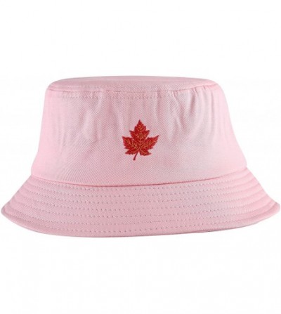 Bucket Hats Unisex Fashion Embroidered Bucket Hat Summer Fisherman Cap for Men Women - Maple Leaf Pink - CX18SUCNLIR