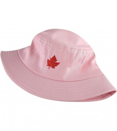 Bucket Hats Unisex Fashion Embroidered Bucket Hat Summer Fisherman Cap for Men Women - Maple Leaf Pink - CX18SUCNLIR