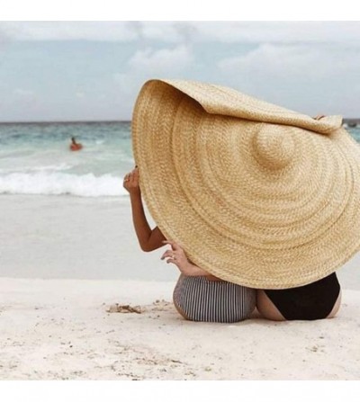 Sun Hats Women Large Sun Hat Summer Beach Anti-UV Sun Protection Foldable Straw Cap Cover Oversize - Khaki - CY18TYSI7ZW