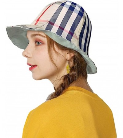 Bucket Hats Plaid Tartan Bucket Hats for Women Vintage Rollable Fisherman Sun Cap - G-mintgreen - CT197NLW4NT
