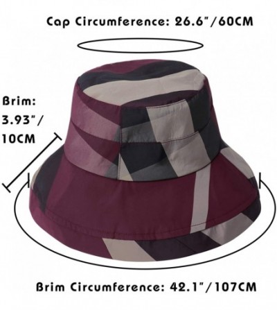 Bucket Hats Stylish Bucket Hats for Women Foldable Outdoor Plaid Fisherman Sun/Rain Cap with Chin Strap - Winered - CR196SN822Q