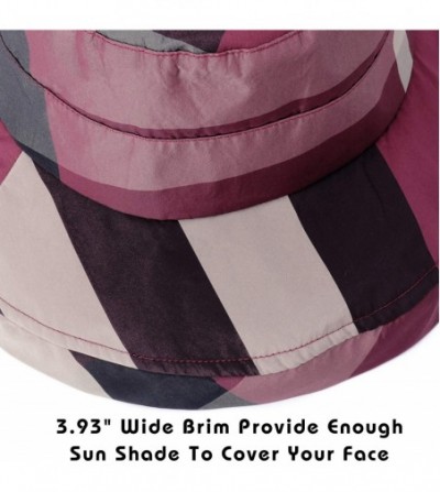 Bucket Hats Stylish Bucket Hats for Women Foldable Outdoor Plaid Fisherman Sun/Rain Cap with Chin Strap - Winered - CR196SN822Q